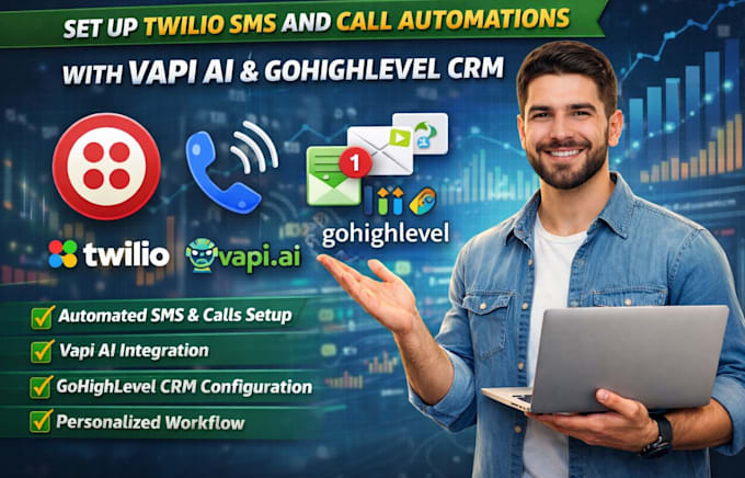 setup twilio SMS and call automation, vapi ai voice agent, gohighlevel CRM