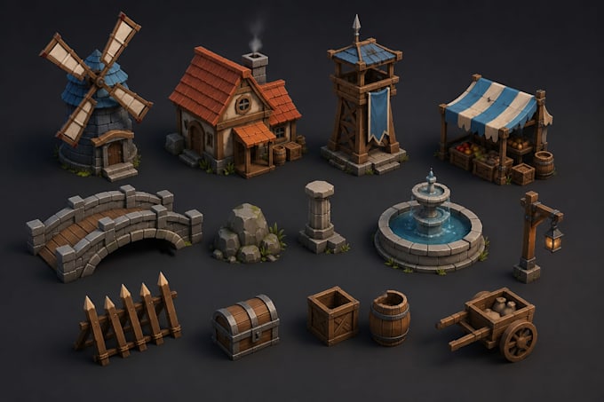 design stylized low poly 3d game assets for unity and unreal engine