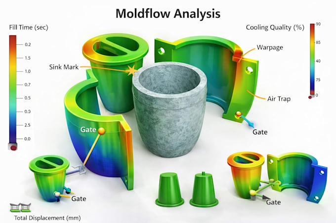 design silicone injection mold and do moldflow analysis with resin casting