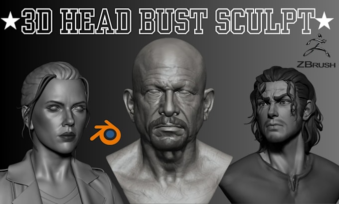 Sculpt realistic 3d head bust model 3d sculpture face likeness for 3d ...