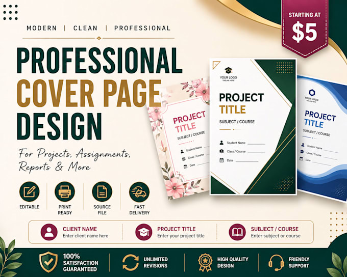 create modern cover pages, front pages, and custom designs