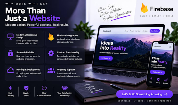 create a modern responsive website with firebase backend