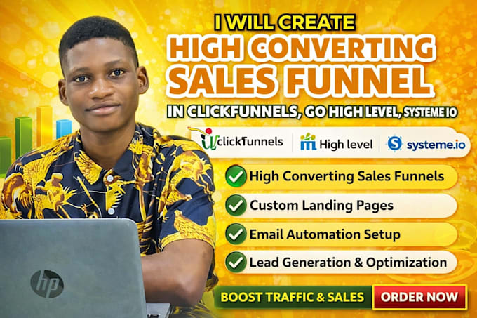 create high converting sales funnel in clickfunnels, go high level, systeme io