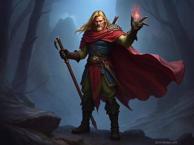 draw a fantasy character for dnd, pathfinder, etc