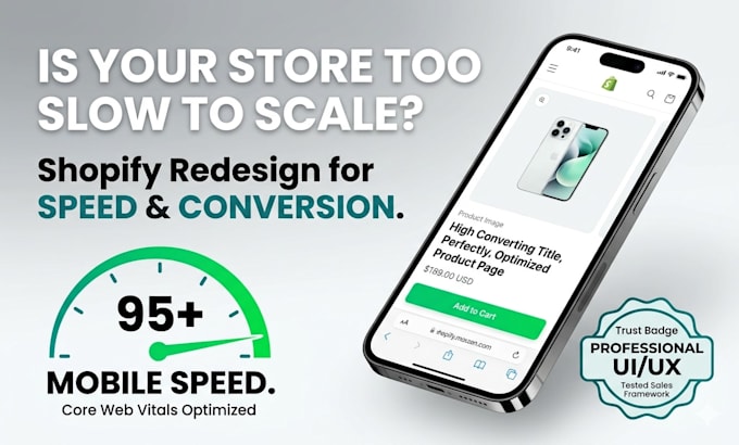 do a high converting shopify store redesign for scaling brands mobile speed