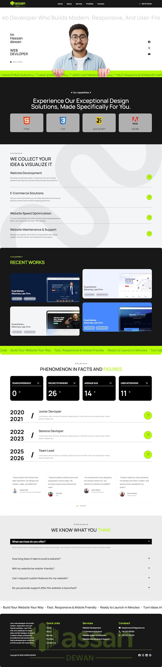 design a responsive protfolio website with elementor pro