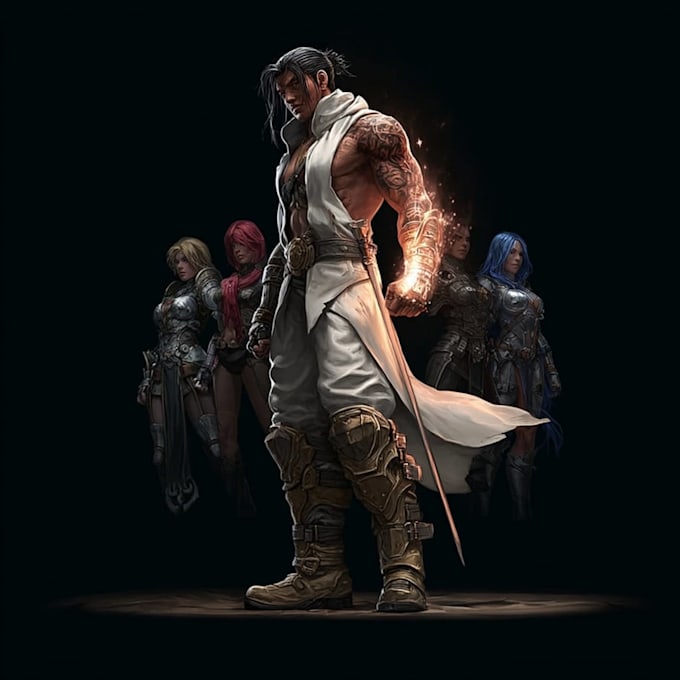 do group party character art, dnd party