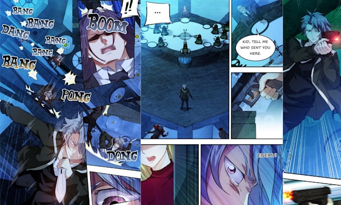 draw your high action sci fi webtoon, manhwa or manga comic page