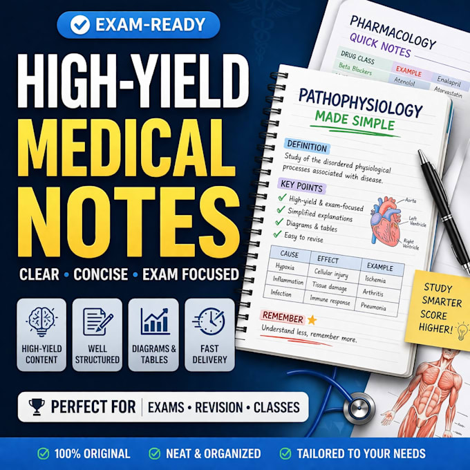 create medical notes summaries for exams and study