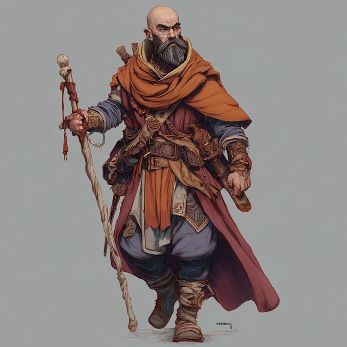 draw a fantasy character for dnd, pathfinder, etc