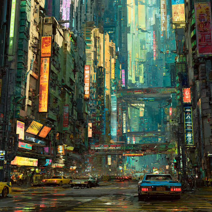 design an cyberpunk sci fi futuristic city