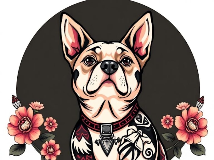 draw custom pet illustration in tattoo style