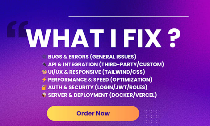 fix bugs in nextjs react laravel and php website