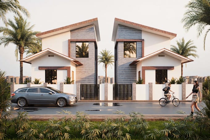 do architectural exterior 3d modeling, texturing, and realistic rendering