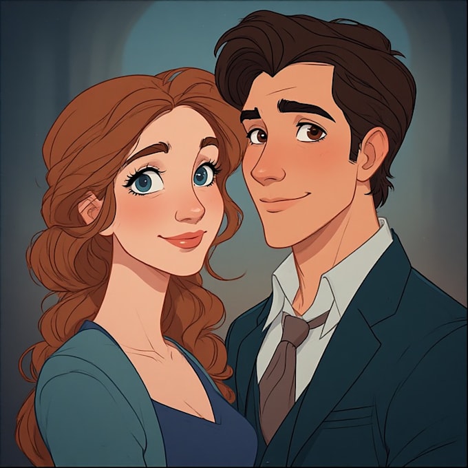 draw couple portrait for wedding illustration