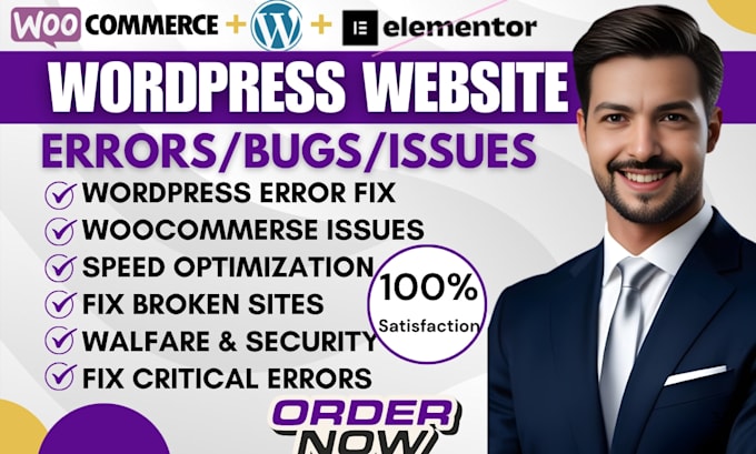 build wordpress website,bug,fix,issues for business owner