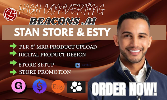 do beacons ai store setup, stan store,  payhip, digital product upload