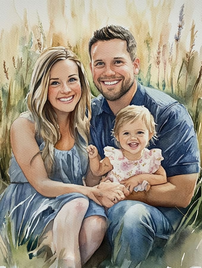 make watercolor family portrait