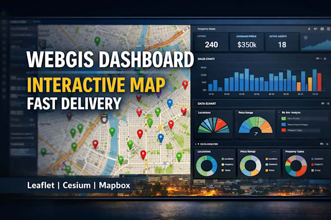 build interactive gis map dashboard using leaflet or cesium