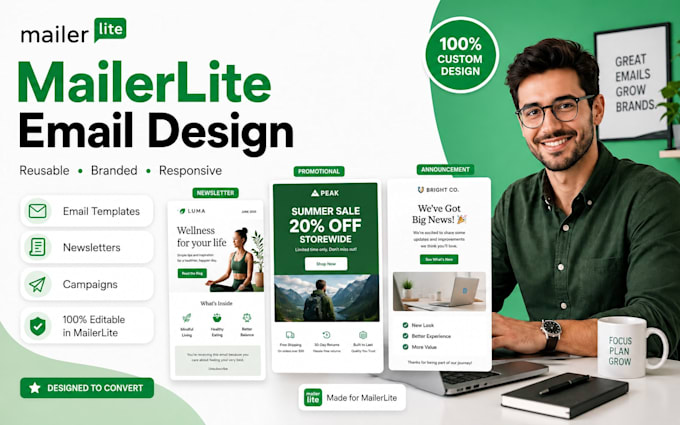 design reusable mailerlite email newsletter template for your brand