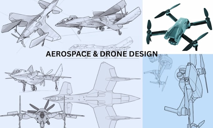 design aerospace, uav, drone and mechanical 3d model for aviation