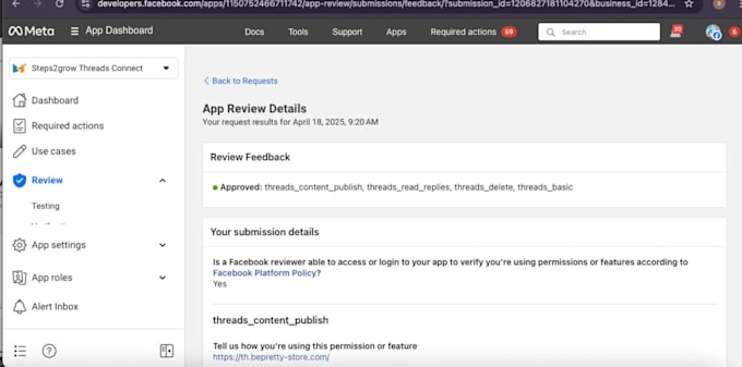 approval facebook, instagram, whatsapp apps