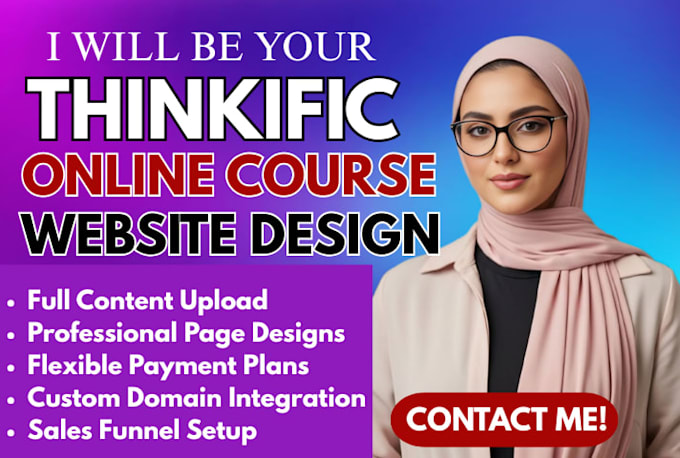 build a high converting thinkific online course website setup and sales funnel