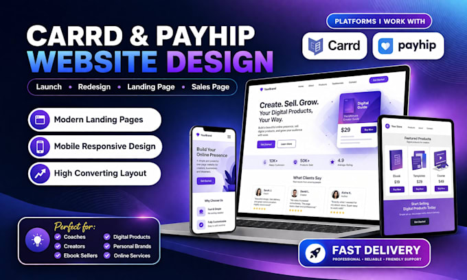 launch redesign carrd website carrd landing page carrd co payhip website design