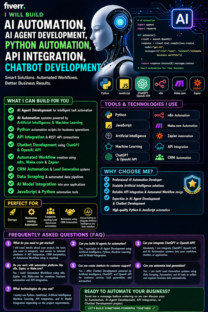 Build ai automation, ai agents, python automation and api integration ...