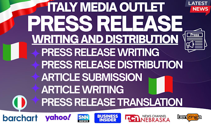 do italy business press release writing and publication on italy media outlets