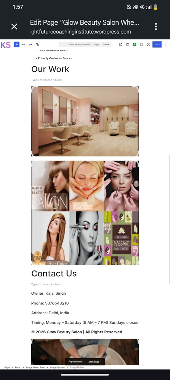 create salon website wordpress