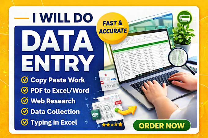 do fast and accurate data entry copy paste PDF to word excel and web reasearch