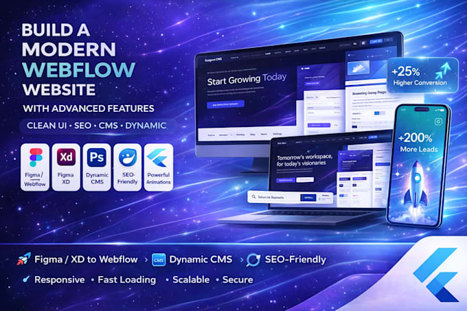 Design and develop a modern webflow website with responsive ui and cms ...