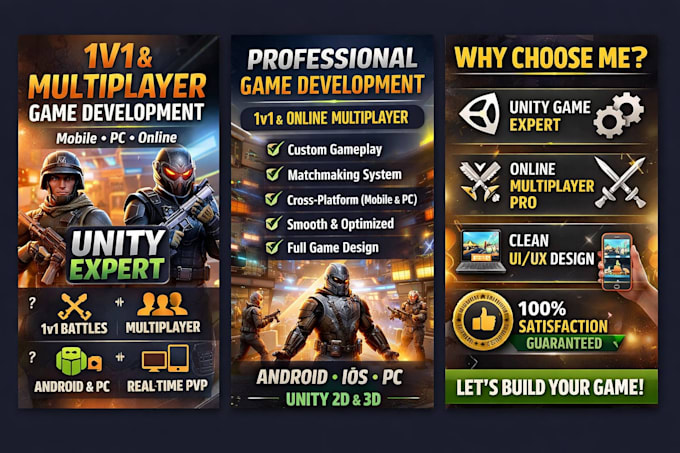do 1v1 games, multiplayer games, unity game, mobile games, online games, pc