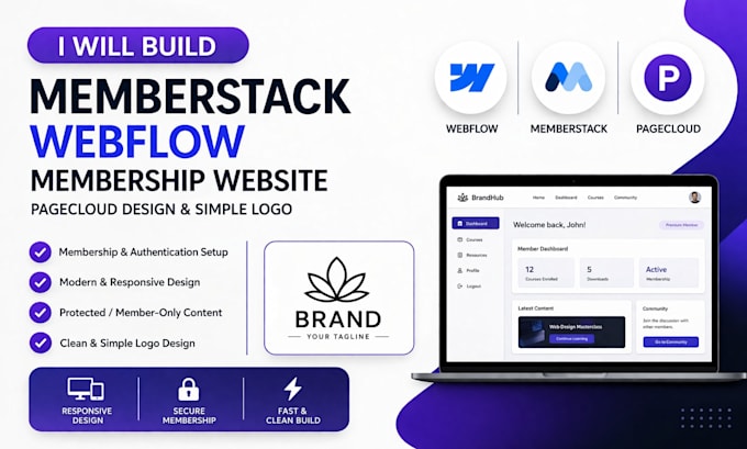 build memberstack webflow memebership pagecloud website design simply logo
