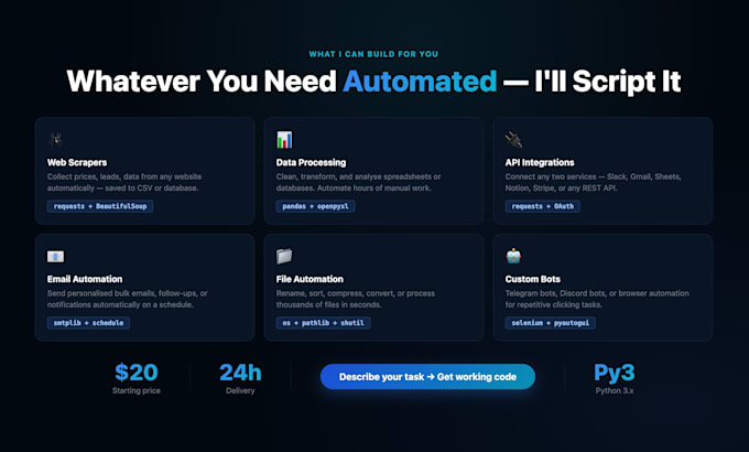 write a custom python script or automation for you
