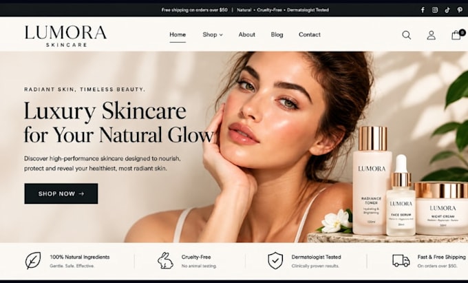 skincare shopify store skin care beauty website cosmetics luxury shopify website