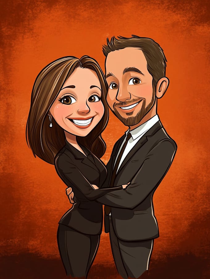 create professional caricatures for couples or wedding gift