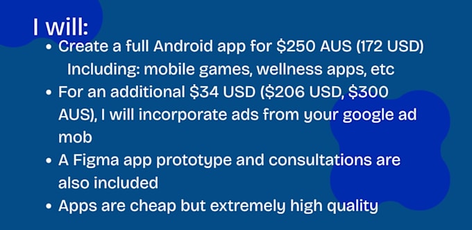 develop a full android app with ads, flutter etc