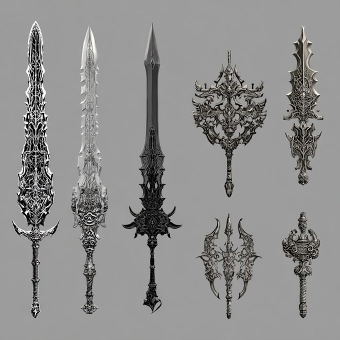 design creative concept art of weapons and items