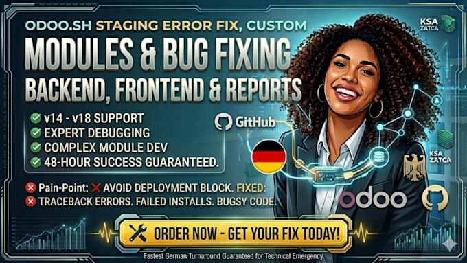 fix odoo sh staging error, resolve odoo bugs, and develop custom modules website