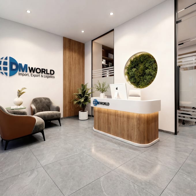 do 3d rendering and interior design for office and workspace