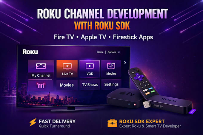 develop roku channel with roku sdk, fire tv, apple tv and firestick tv apps
