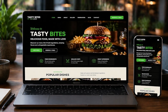develop a modern food business website