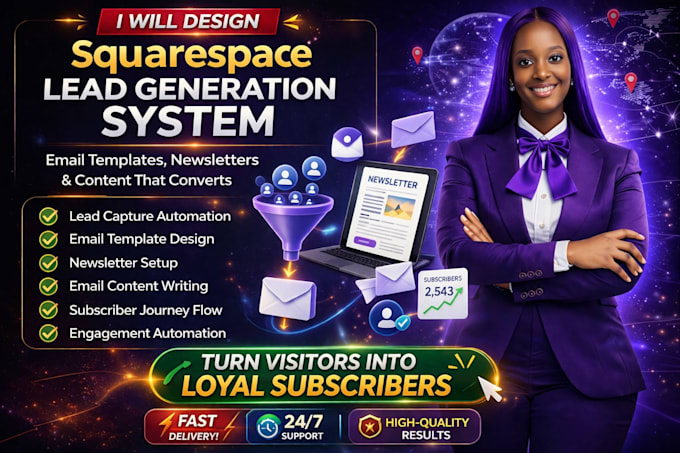 do squarespace lead generation automation, newsletter, content, template design