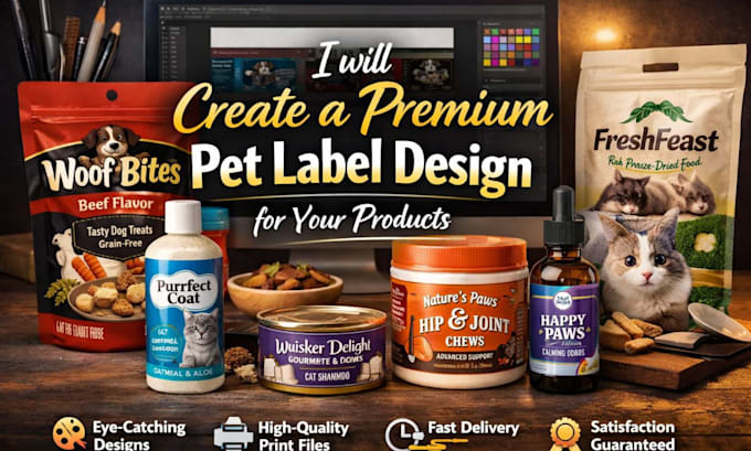 create a permium custom pet label design for your product