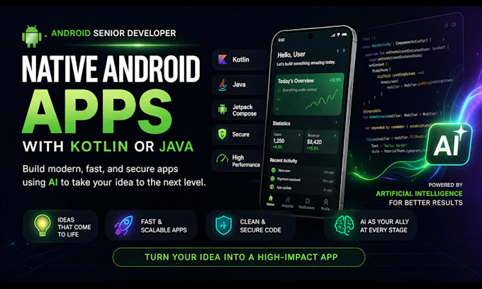 develop ai enhanced native android apps using kotlin or java