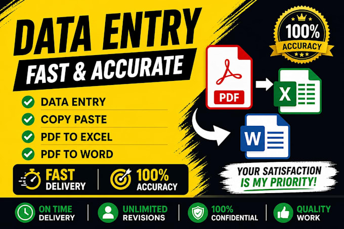 do fast data entry, copy paste ,PDF to word and excel
