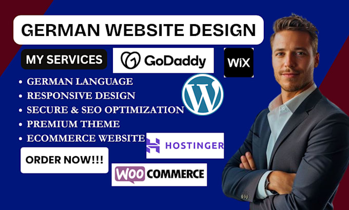 redesign design german shopify website, german wordpress website, wix, webshop