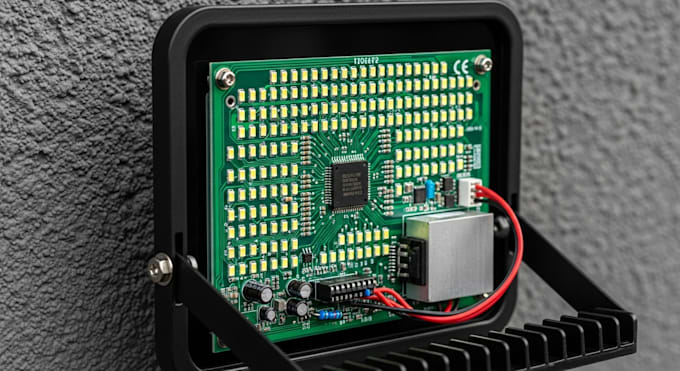develop smart home led security light, outdoor led floodlight using pcb design